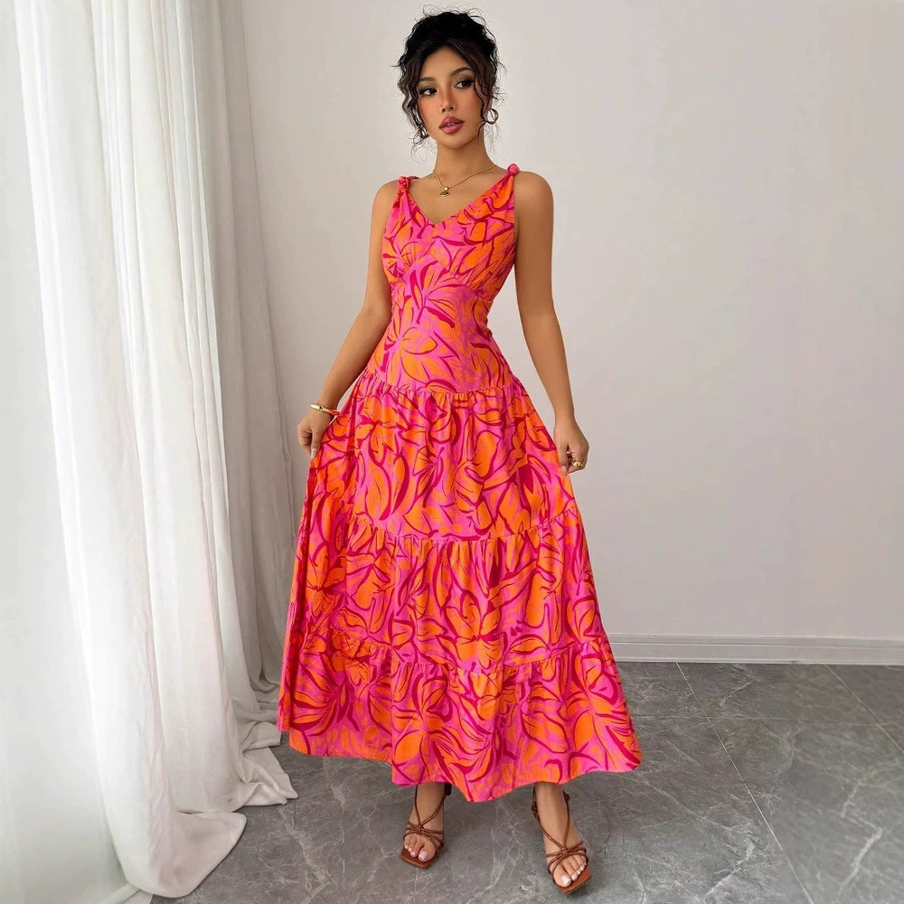 Zara Floral Suspenders Midi Skirt Flared